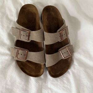 Birkenstock Taupe Arizona Suede Sandals